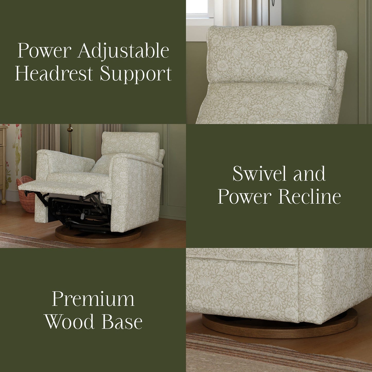 Morris & Co. x Namesake Willa Plus Power Glider Recliner w/ Power Headrest - Mallow in Ash - M17186MADB