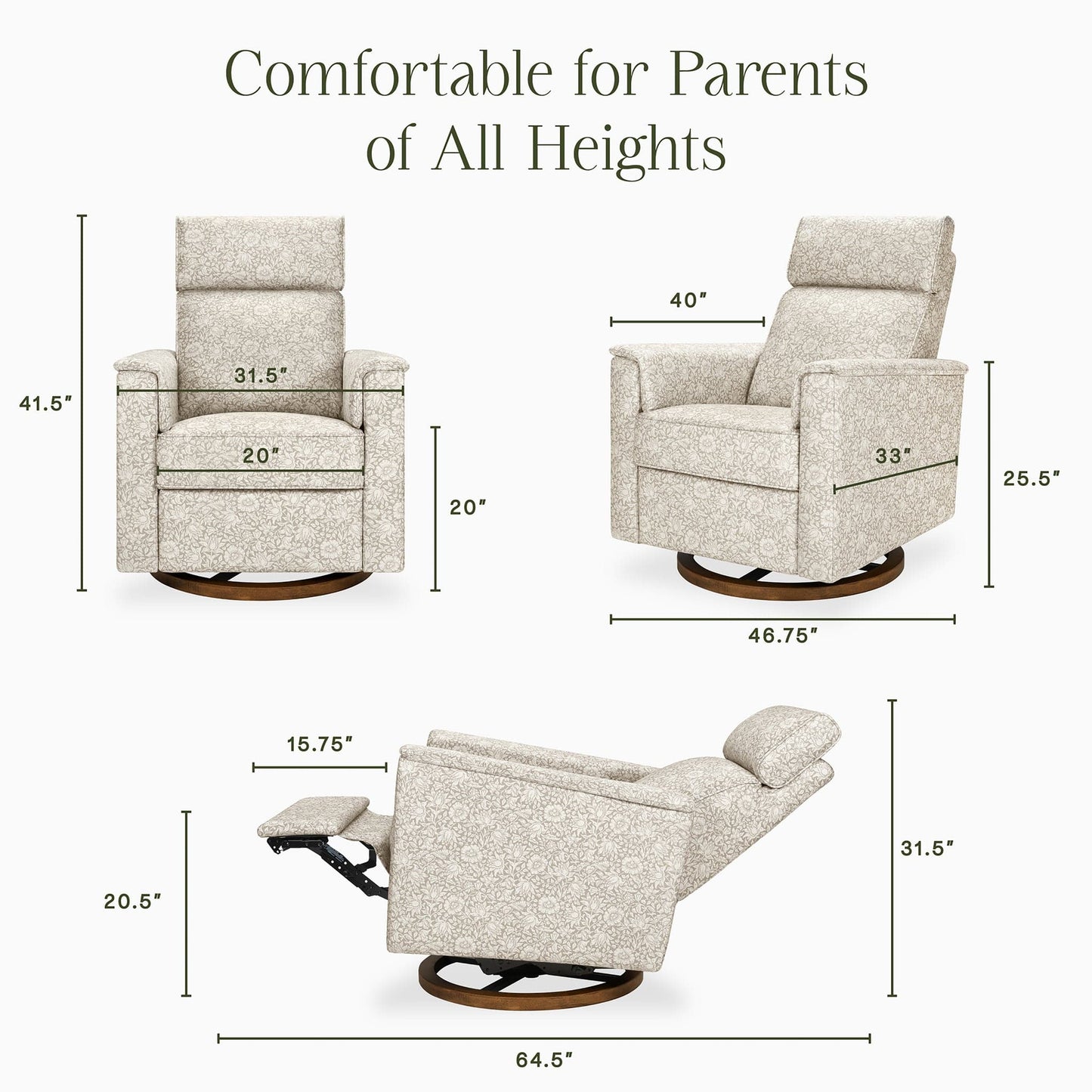 Morris & Co. x Namesake Willa Plus Power Glider Recliner w/ Power Headrest - Mallow in Ash - M17186MADB