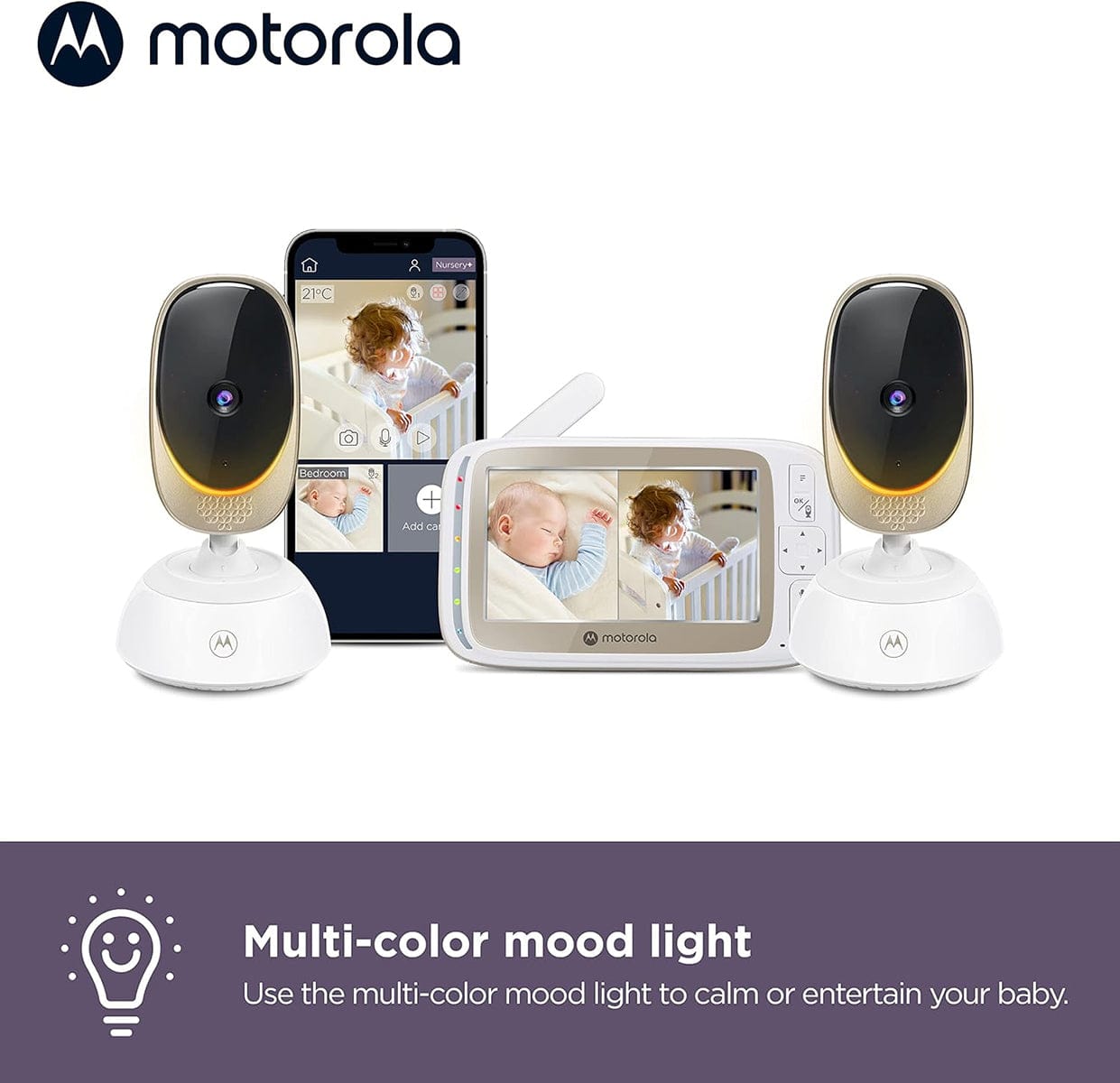Motorola VM85 Connect 5" Wi-Fi Video Baby Monitor with Mood Light - 2 Camera Pack - VM85-2-CONNECT