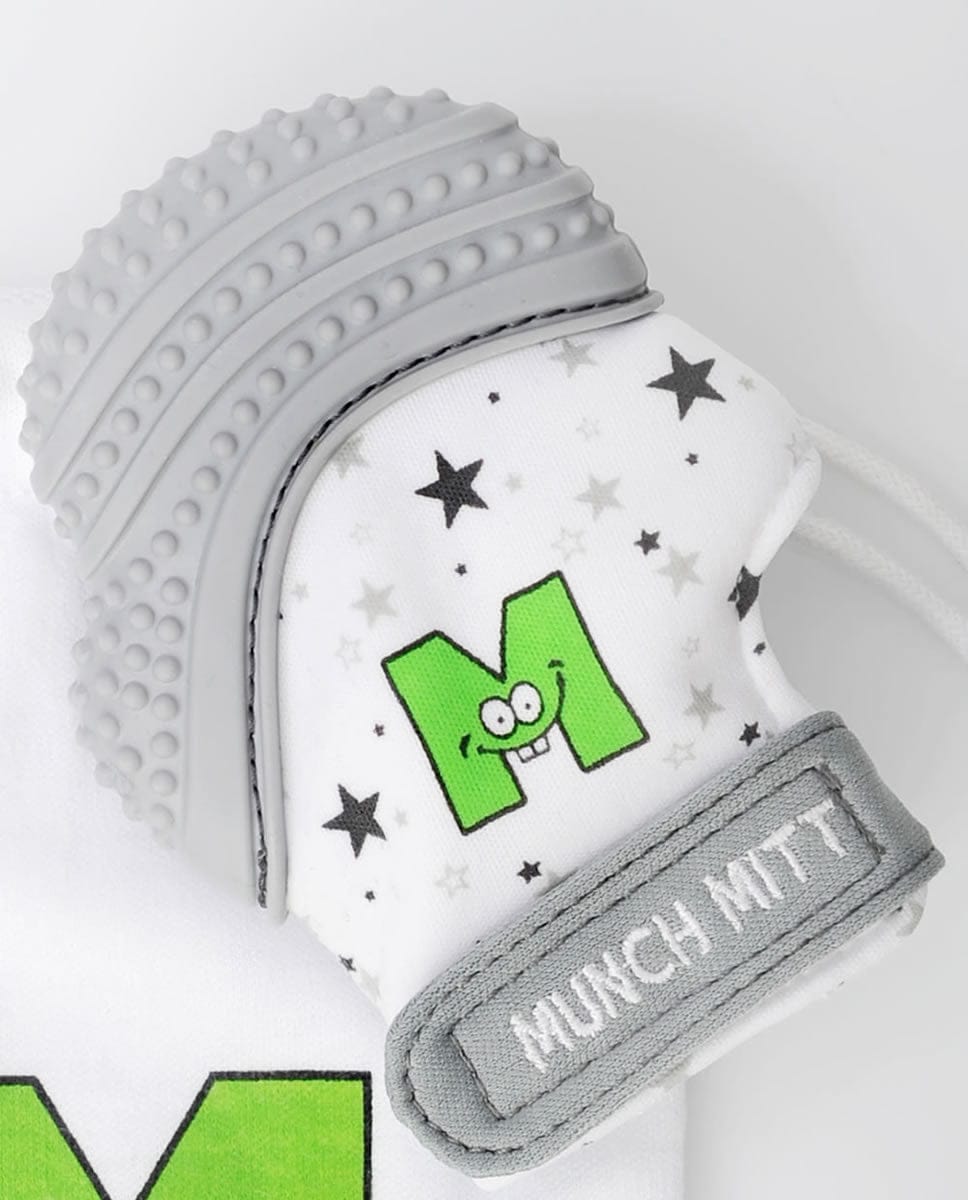 Munch Mitt Teething Mitten - Grey Stars - MM08GS