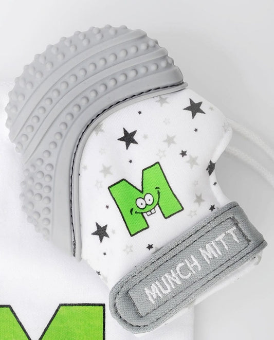 Munch Mitt Teething Mitten - Grey Stars - MM08GS