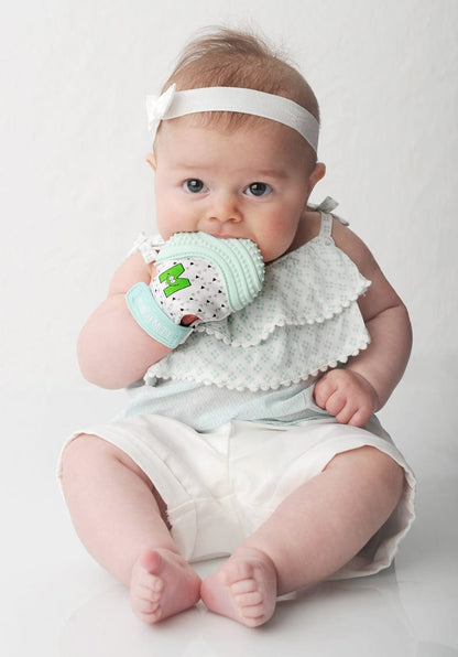 Munch Mitt Teething Mitten - Mint Green Triangles - MM06GT