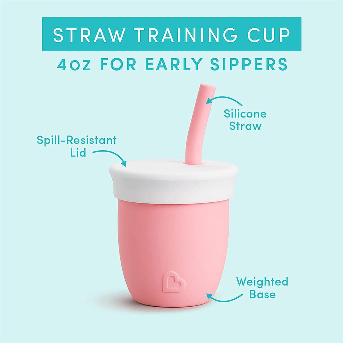 Munchkin C'est Silicone Training Cup with Straw, 4oz - Coral - 17777