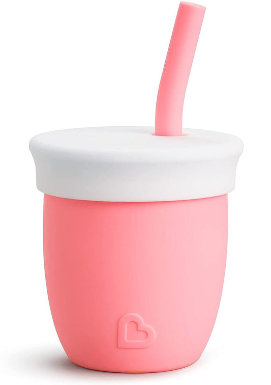 Munchkin C'est Silicone Training Cup with Straw, 4oz - Coral - 17777