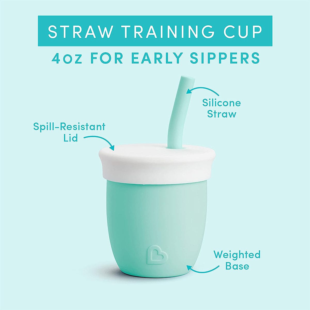 Munchkin C'est Silicone Training Cup with Straw, 4oz - Mint - 31145