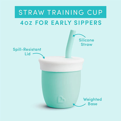 Munchkin C'est Silicone Training Cup with Straw, 4oz - Mint - 31145