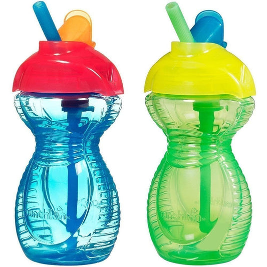 Munchkin Click Lock Flip Straw Cup, 9oz - 2-Pack - Green/Blue