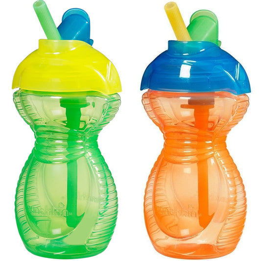 Munchkin Click Lock Flip Straw Cup, 9oz - 2-Pack - Green/Orange