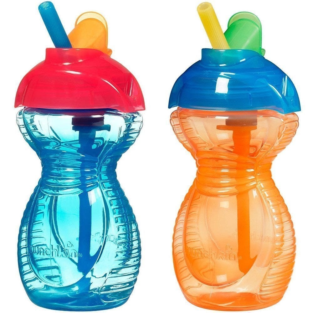Munchkin Click Lock Flip Straw Cup, 9oz - 2-Pack - Orange/Blue - 15443-ORGBLU