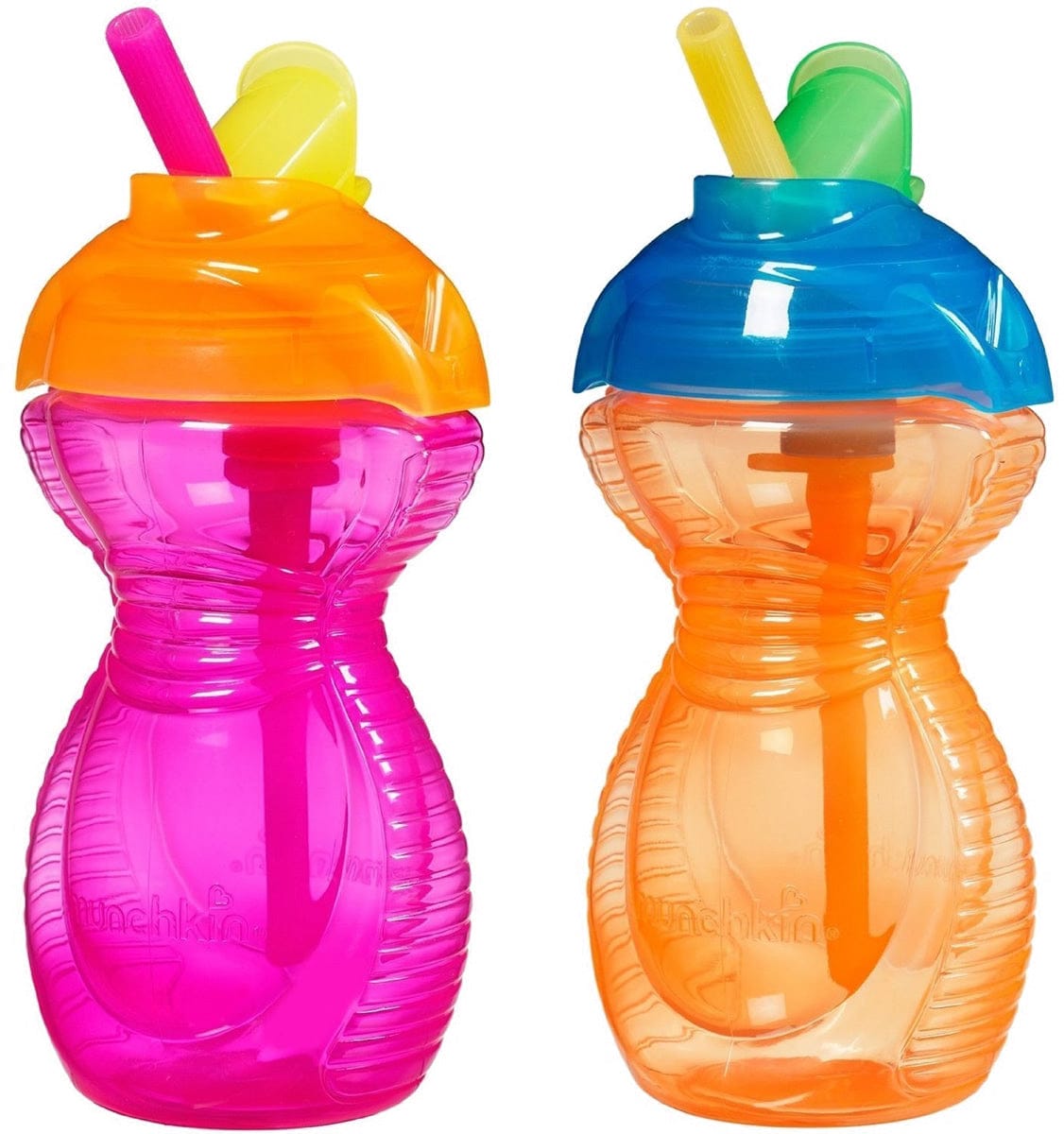 Munchkin Click Lock Flip Straw Cup, 9oz - 2-Pack - Orange/Pink - 15443-ORGPNK