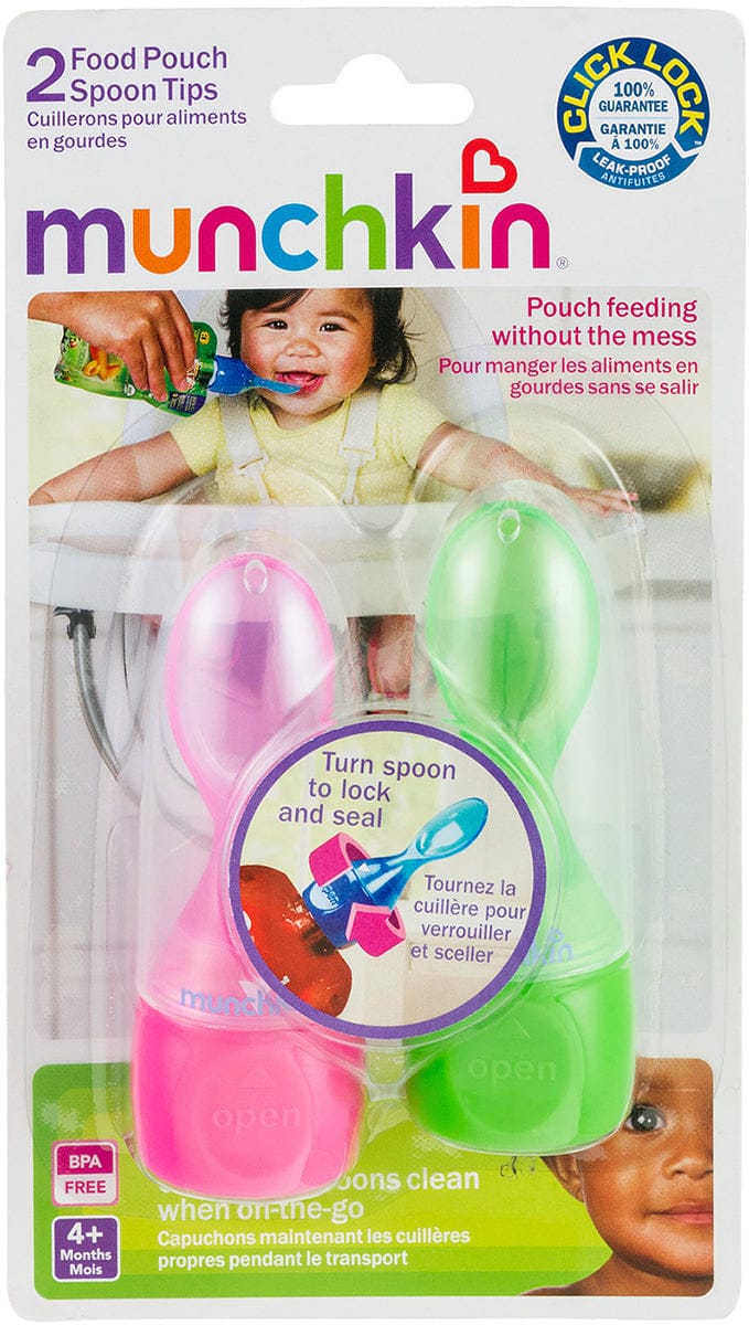 Munchkin Click Lock Food Pouch Spoons, 2-pk - Green/Pink - 15537-PINK