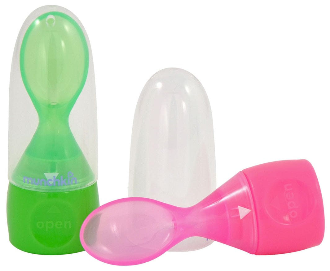 Munchkin Click Lock Food Pouch Spoons, 2-pk - Green/Pink - 15537-PINK