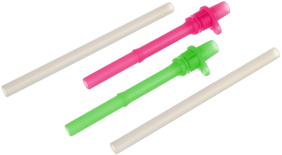 Munchkin Mighty Grip Replacement Straws with Valves, 2 Pk - Pink/Green - 48002-PNKGRN
