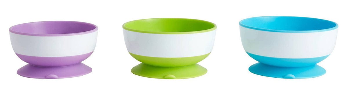 Munchkin Stay Put Suction Bowls, 3 Pack - Light Blue/Purple/Green - 27198002