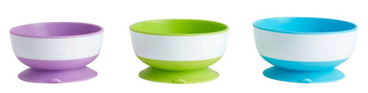 Munchkin Stay Put Suction Bowls, 3 Pack - Light Blue/Purple/Green - 27198002