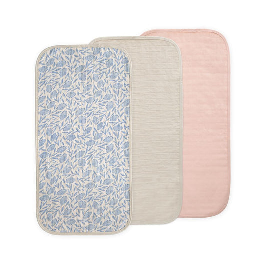 Mushie Changing Pad Liner 3-Pack - Blue Flowers Combo - MCPL-1006