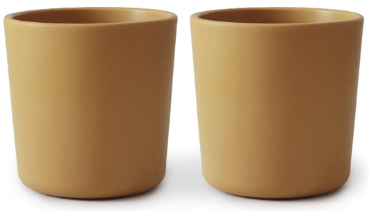 Mushie Dinnerware Cups for Kids, Set of 2 - Mustard - MDC-320