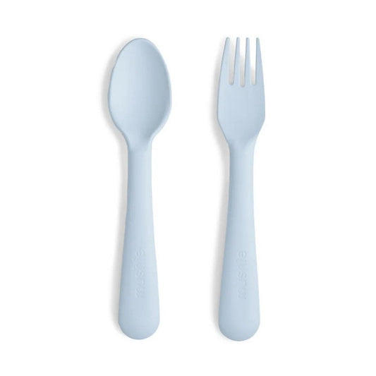 Mushie Dinnerware Fork and Spoon Set - Powder Blue - MFS-310
