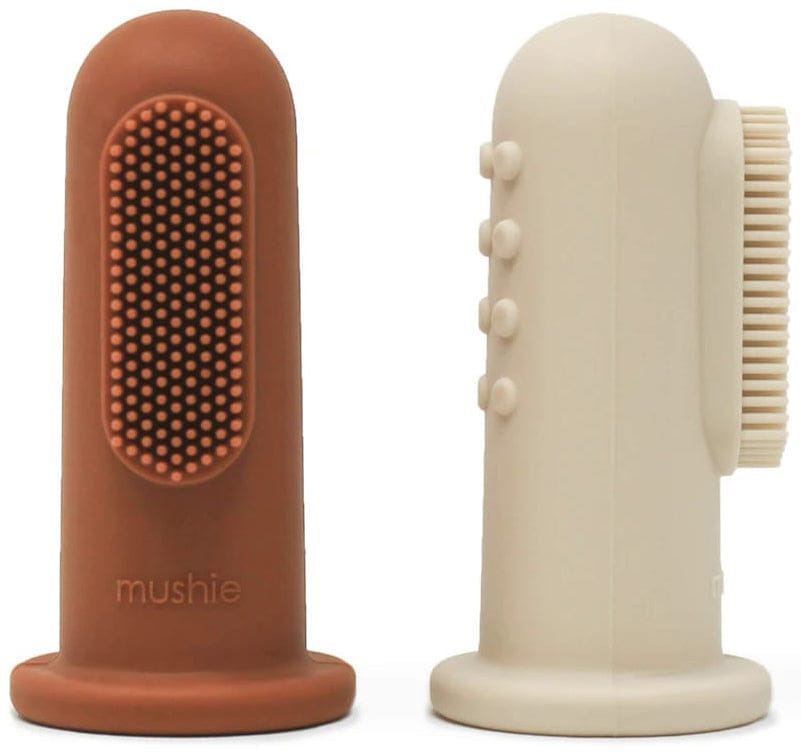 Mushie Finger Toothbrush Set - Clay / Shifting Sand - MFT-402