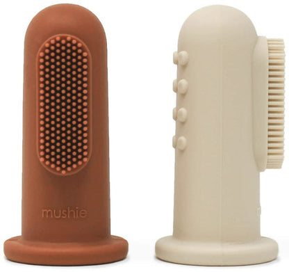 Mushie Finger Toothbrush Set - Clay / Shifting Sand - MFT-402