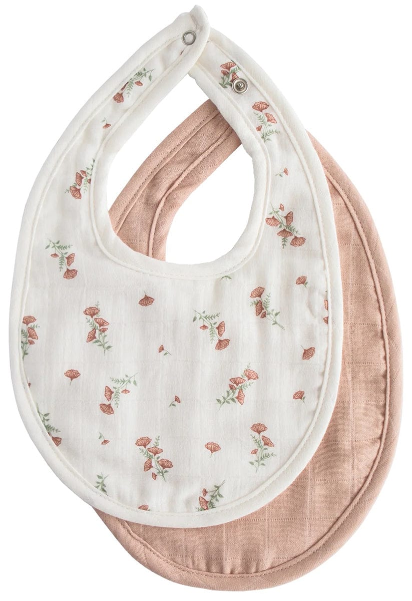 Mushie Muslin Bib, 2 Pack - Blush / Pink Floral - MMB-1001