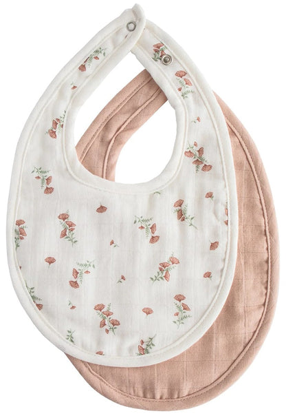 Mushie Muslin Bib, 2 Pack - Blush / Pink Floral - MMB-1001