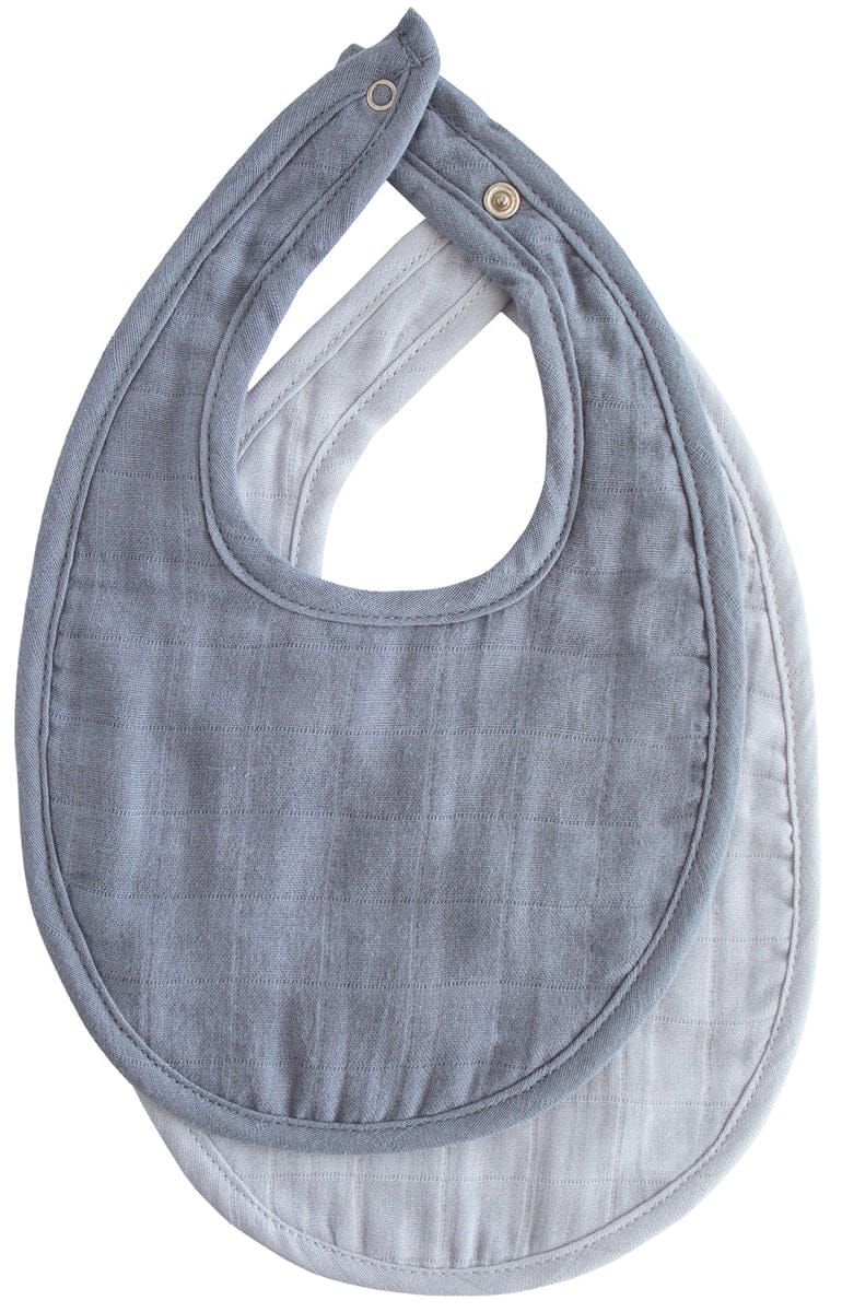 Mushie Muslin Bib, 2 Pack - Tradewinds / Baby Blue - MMB-1003