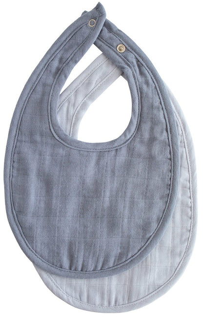 Mushie Muslin Bib, 2 Pack - Tradewinds / Baby Blue - MMB-1003