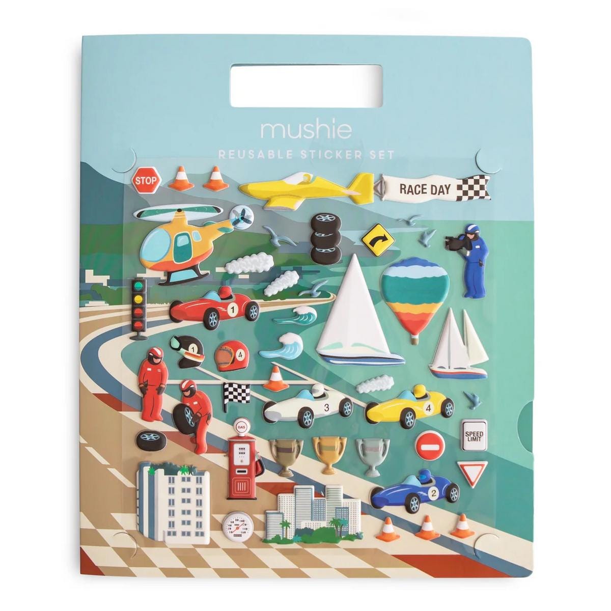 Mushie Reusable Sticker Set - Race Cars - RSS-1004