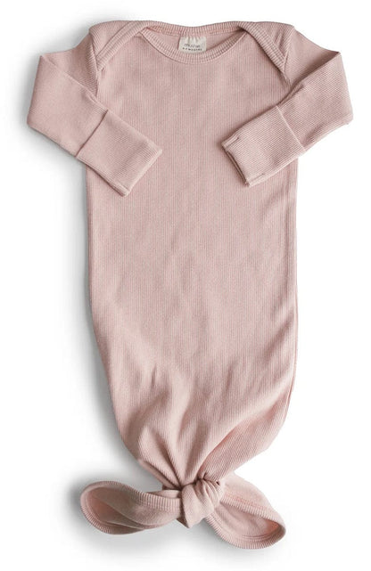 Mushie Ribbed Knotted Baby Gown - Blush - MRKG-1003