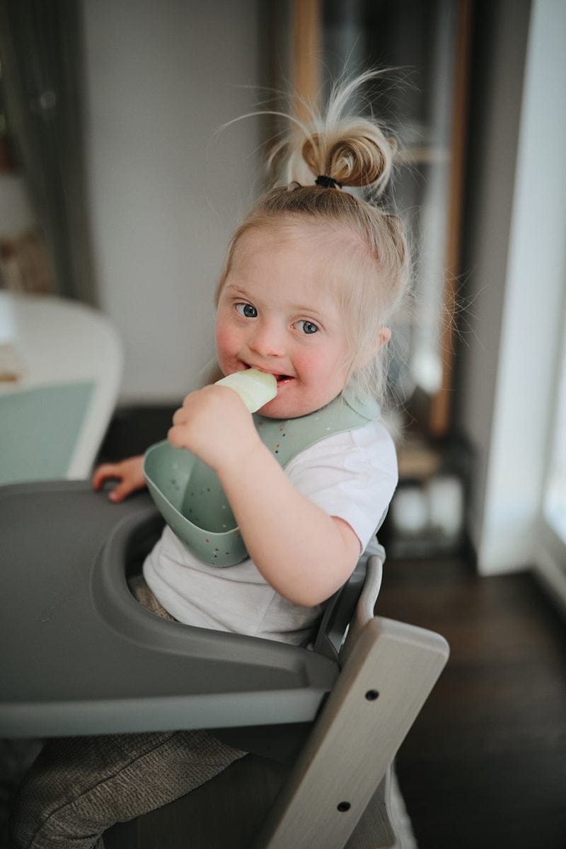 Mushie Silicone Baby Bib - Cambridge Blue Confetti - SB-1046