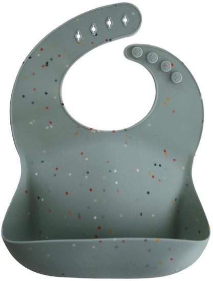 Mushie Silicone Baby Bib - Cambridge Blue Confetti - SB-1046