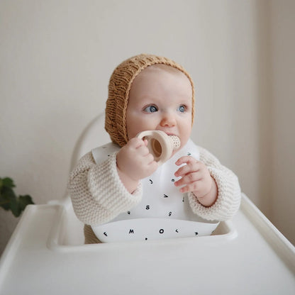 Mushie Silicone Baby Bib - Letters White - SB-1015