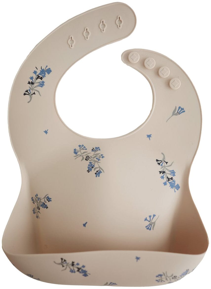 Mushie Silicone Baby Bib - Lilac Flowers - SB-1023