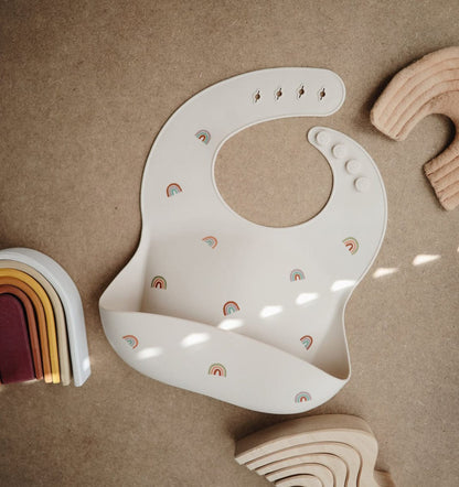 Mushie Silicone Baby Bib - Rainbows - SB-1041