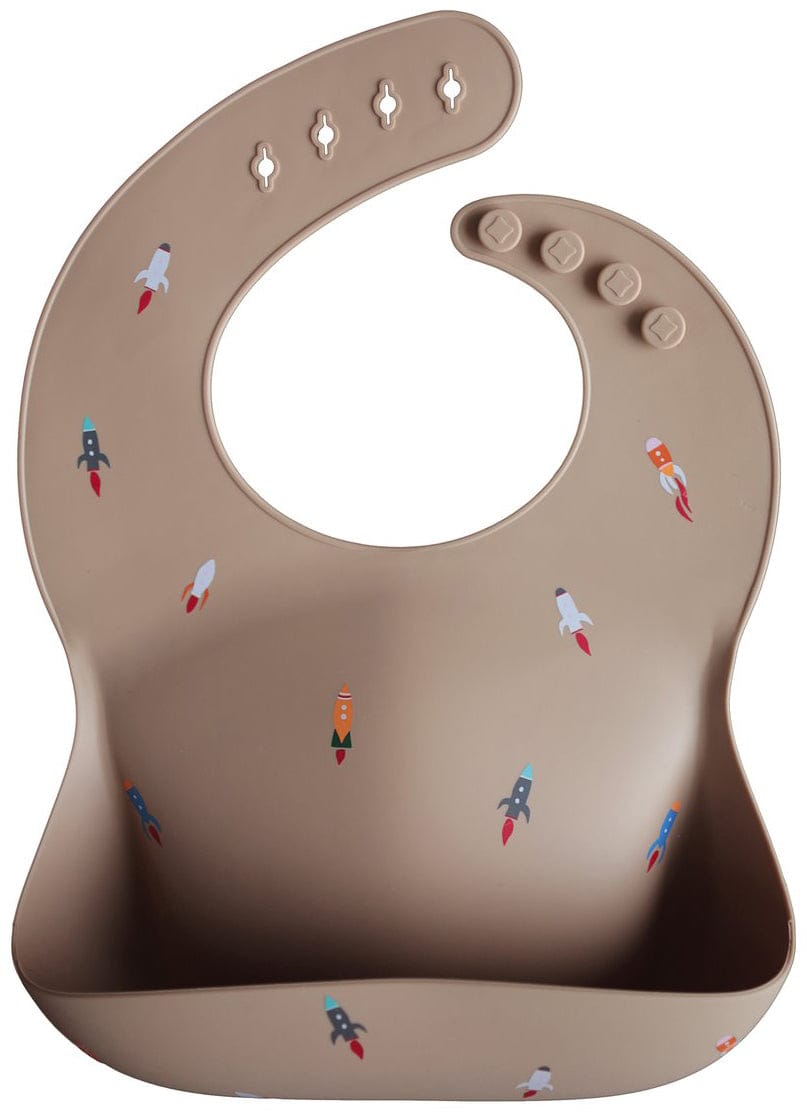 Mushie Silicone Baby Bib - Rocket Ships - SB-1019