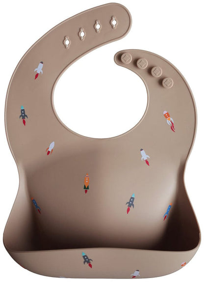 Mushie Silicone Baby Bib - Rocket Ships - SB-1019
