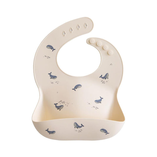 Mushie Silicone Baby Bib - Whales - SB-1050