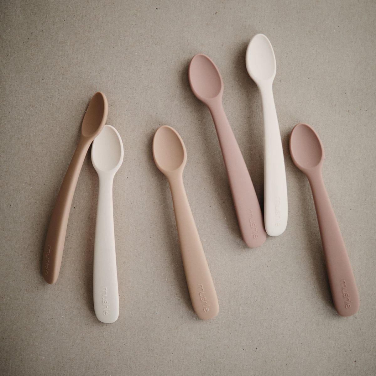 Mushie Silicone Feeding Spoon - Blush / Shifting Sand - MSS-202