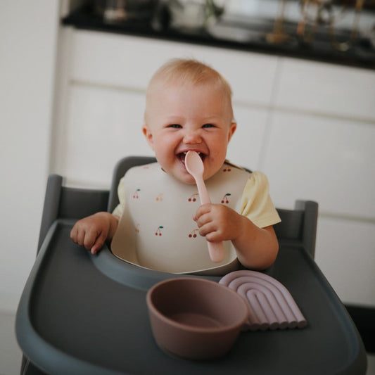 Mushie Silicone Feeding Spoon - Blush / Shifting Sand - MSS-202