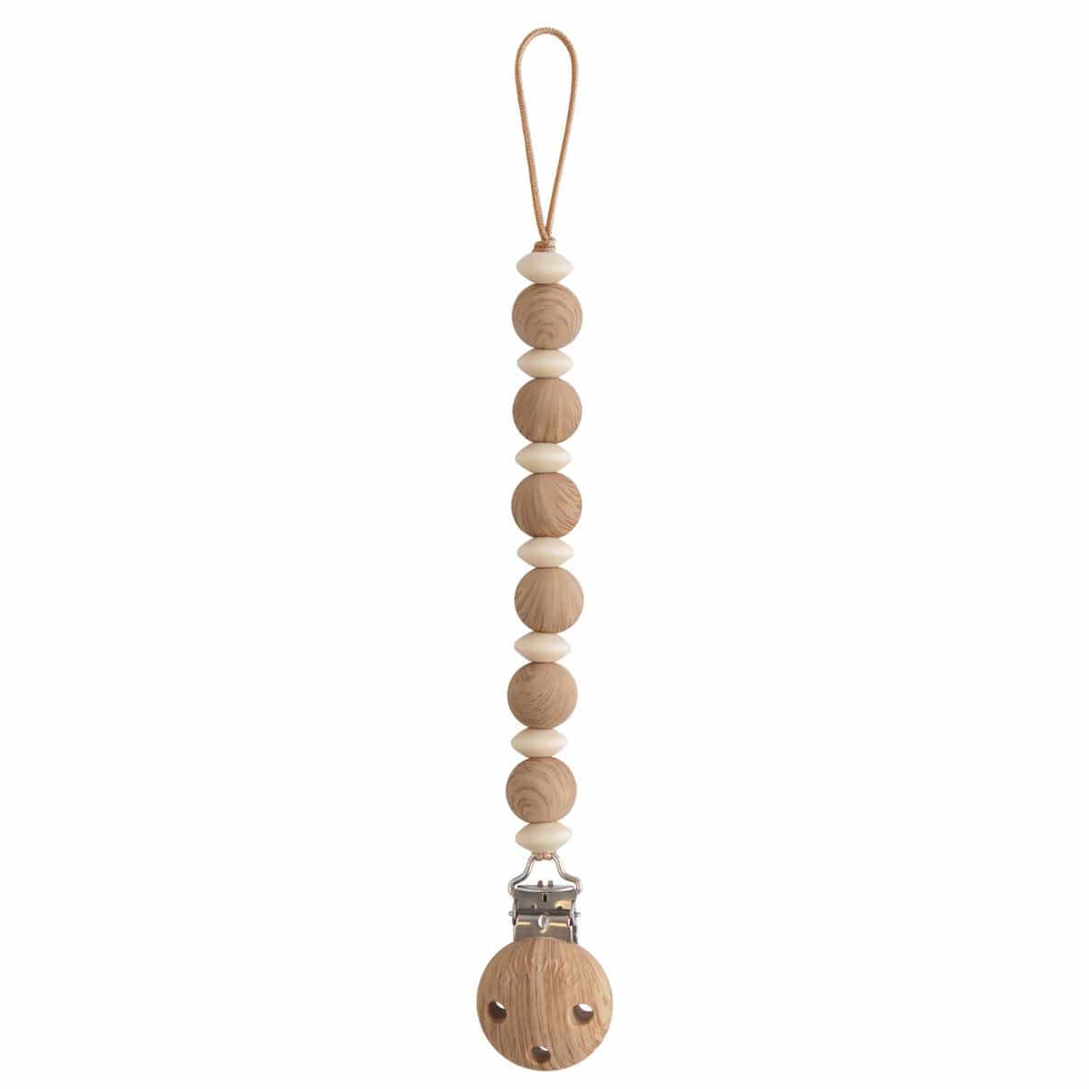 Mushie Silicone Pacifier Clip - Luna Faux Wood - SMPC-4001