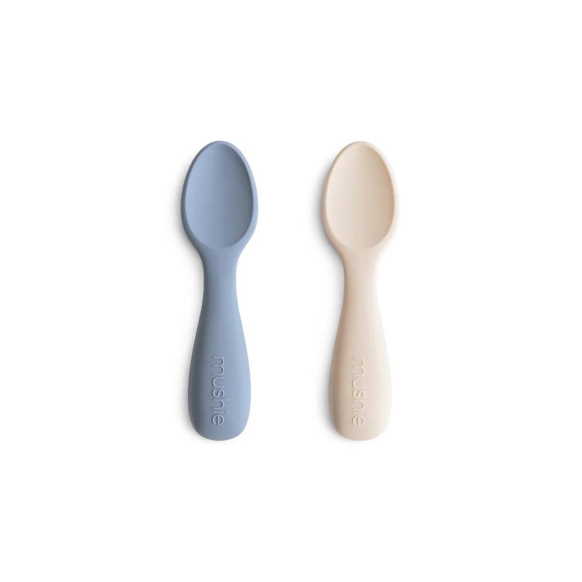 Mushie Silicone Toddler Starter Spoons 2-Pack - Tradewinds / Shifting Sand - MTSS-1004