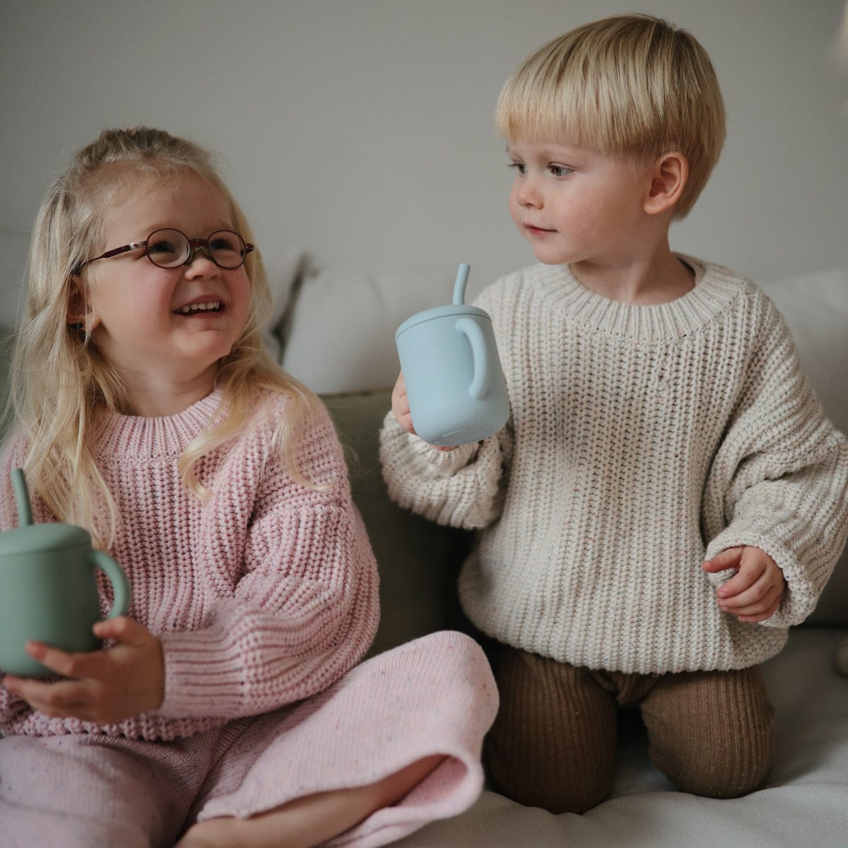 Mushie Silicone Training Cup + Straw - Blush - STC-103