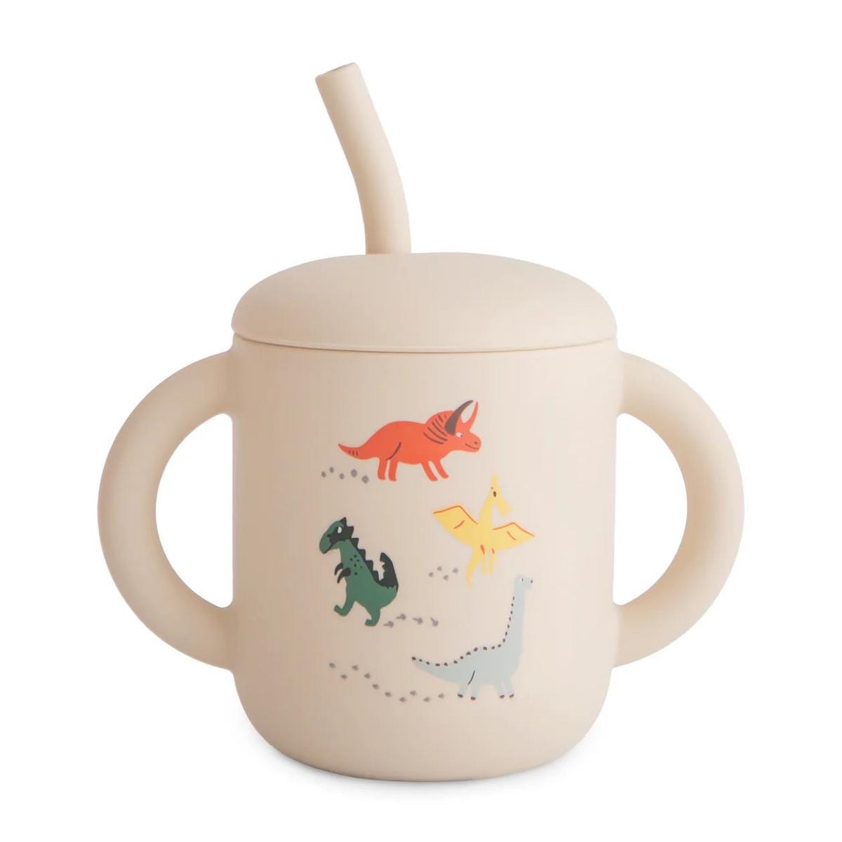 Mushie Silicone Training Cup + Straw - Dinosaurs - STC-205