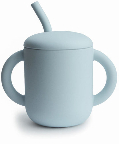Mushie Silicone Training Cup + Straw - Powder Blue - STC-107