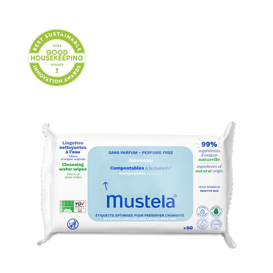 Mustela Compostable Cleansing Water Wipes Fragrance Free (60 Count) - 1122-M