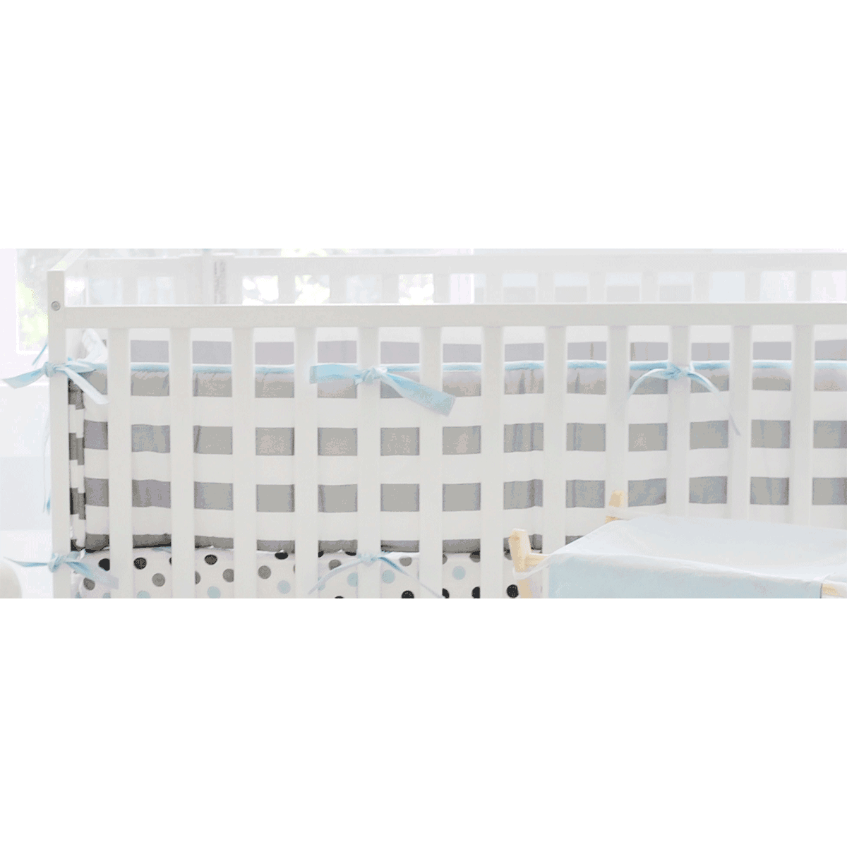 My Baby Sam Chevron Baby Aqua Crib Bumper