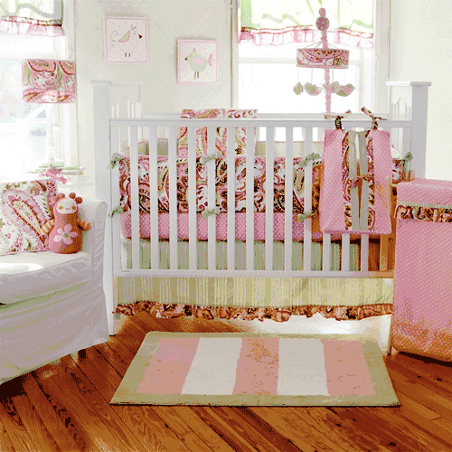 My Baby Sam Paisley Splash in Pink 4 Piece Crib Bedding Set - BD151