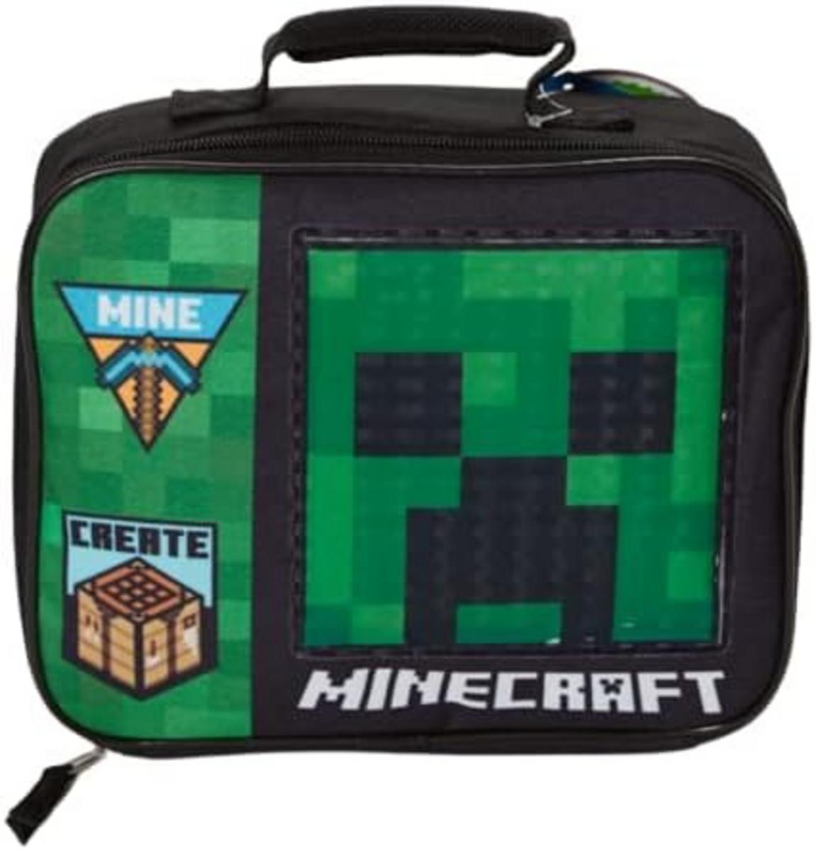 Thermos Minecraft lunch bag with Creeper face graphic