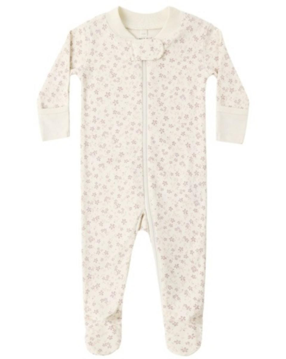 Quincy Mae Zip Longsleeve Sleeper Footie Petite Fleur - Ivory, 0-3M